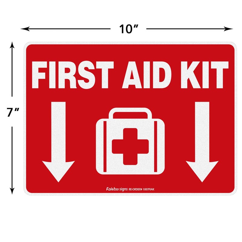 Faittoo First Aid Kit Sticker, First Aid Kit Sticker Decal for Home, Schools and Business, 2 Pack, 10 x 7 inch Self-Adhesive Vinyl Decal Stickers, Reflective, UV Protected, Waterproof - Image 2